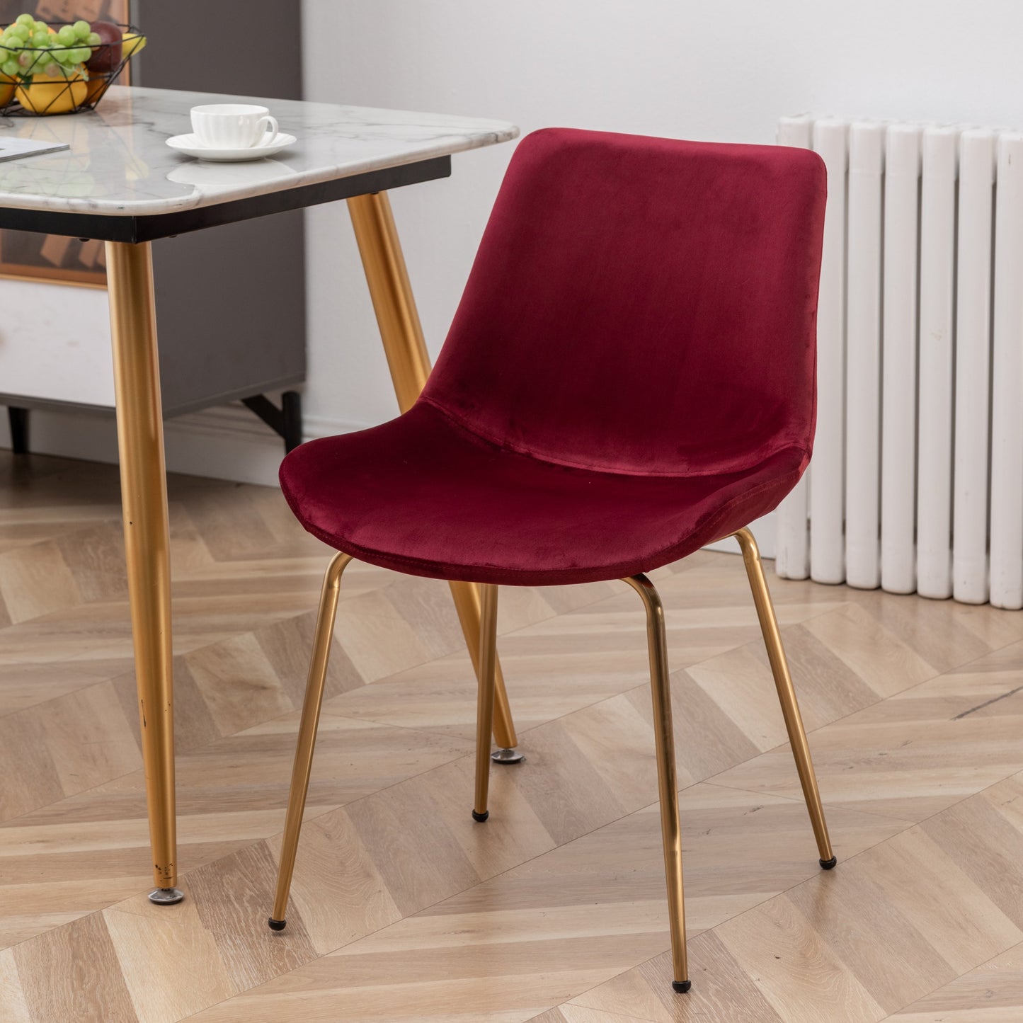 Roundhill Furniture Aufurr Modern Velvet Dining Chair, Set of 2, Red
