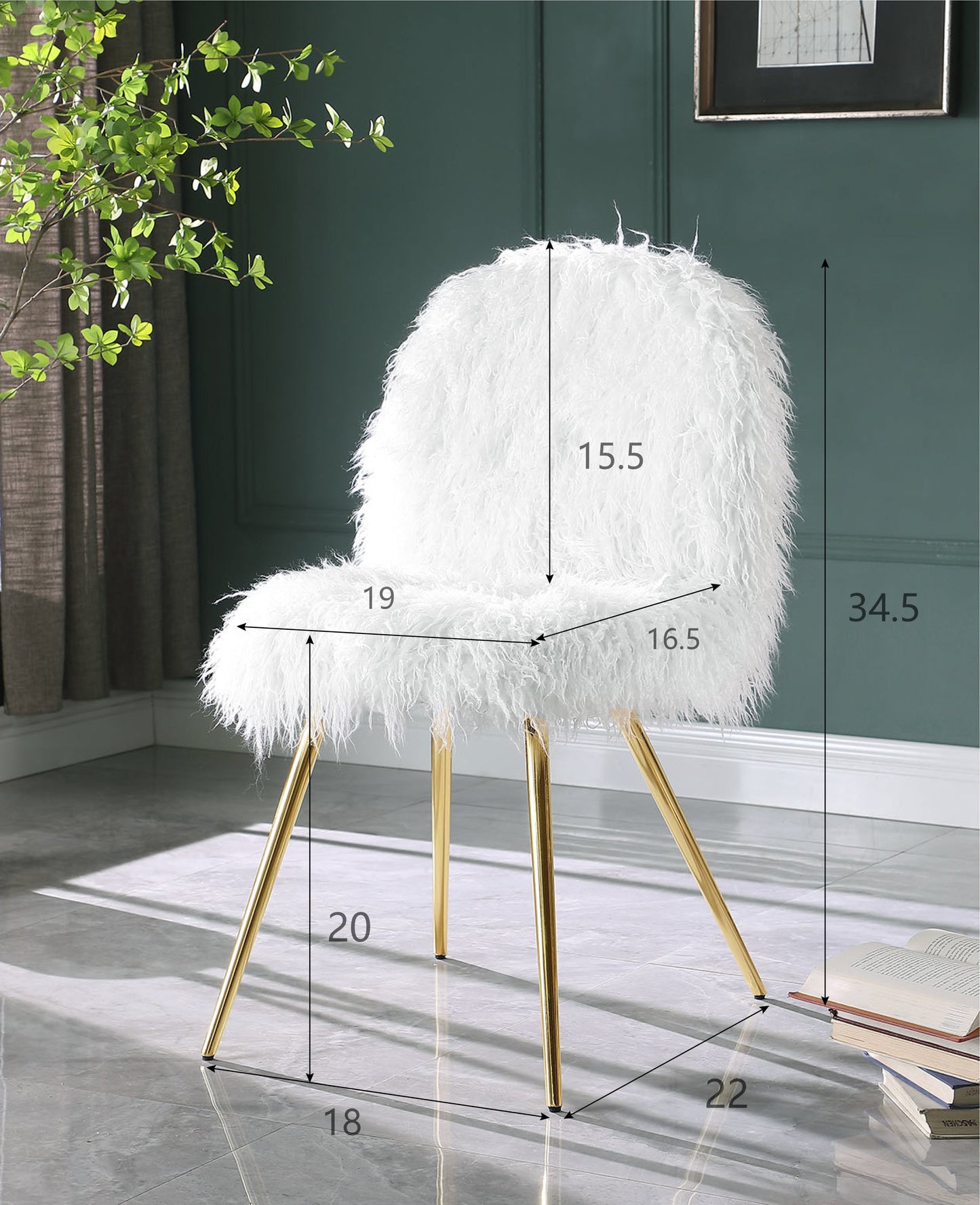 Ravni Faux Fur Accent Chair with Ottman