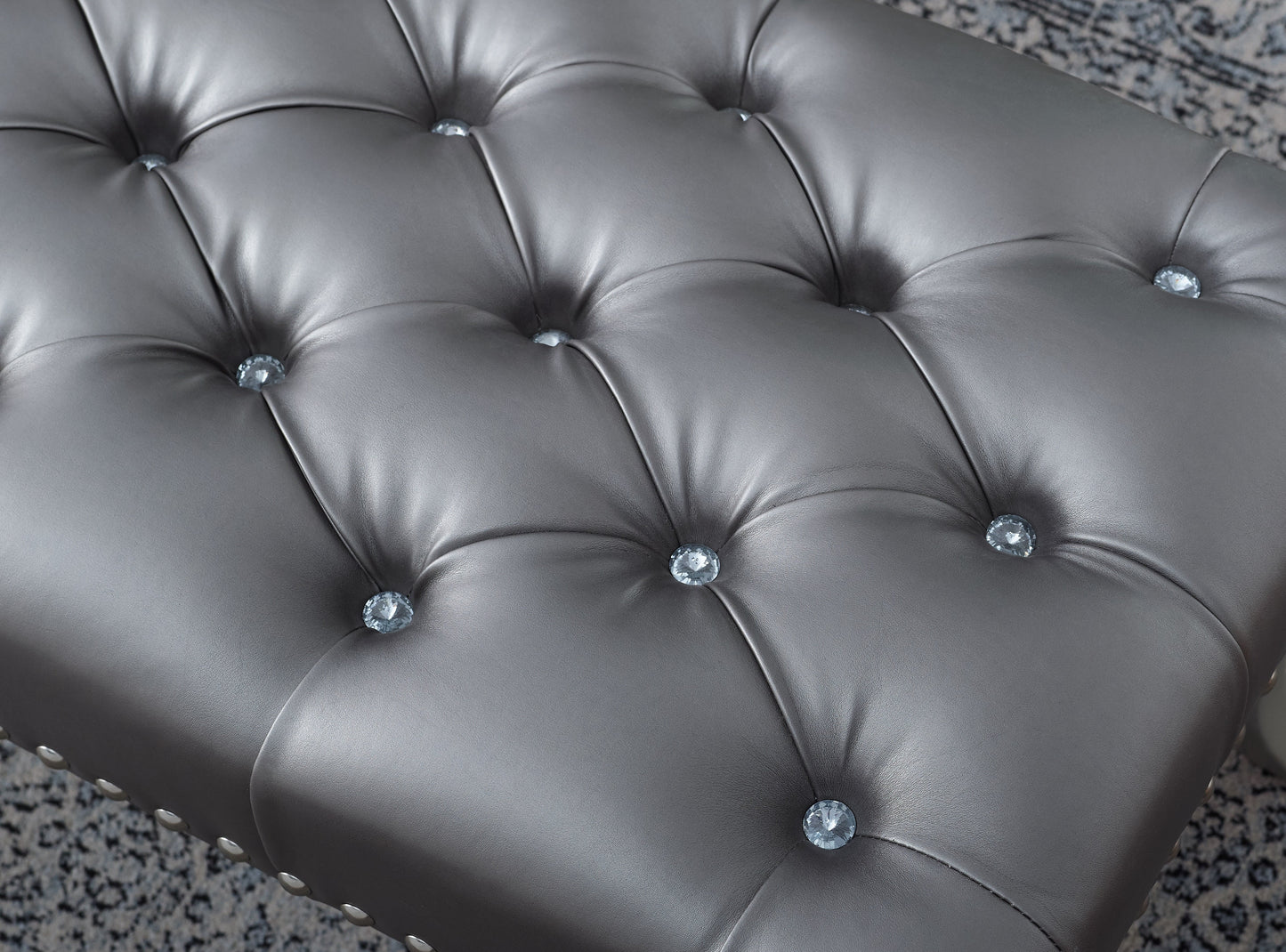 Decor Maxem Tufted Faux Leather Upholstered Seat with Nailhead Trim Bench