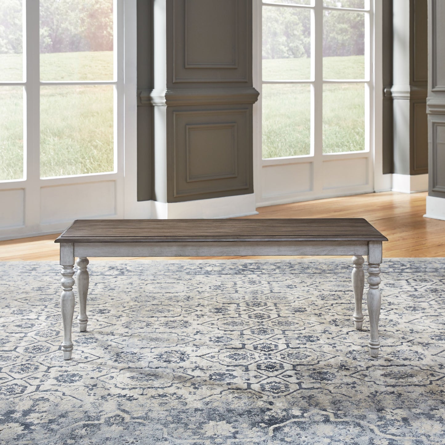 Chandria Solid Wood Bench - Antique White and Weathered Pine Finish