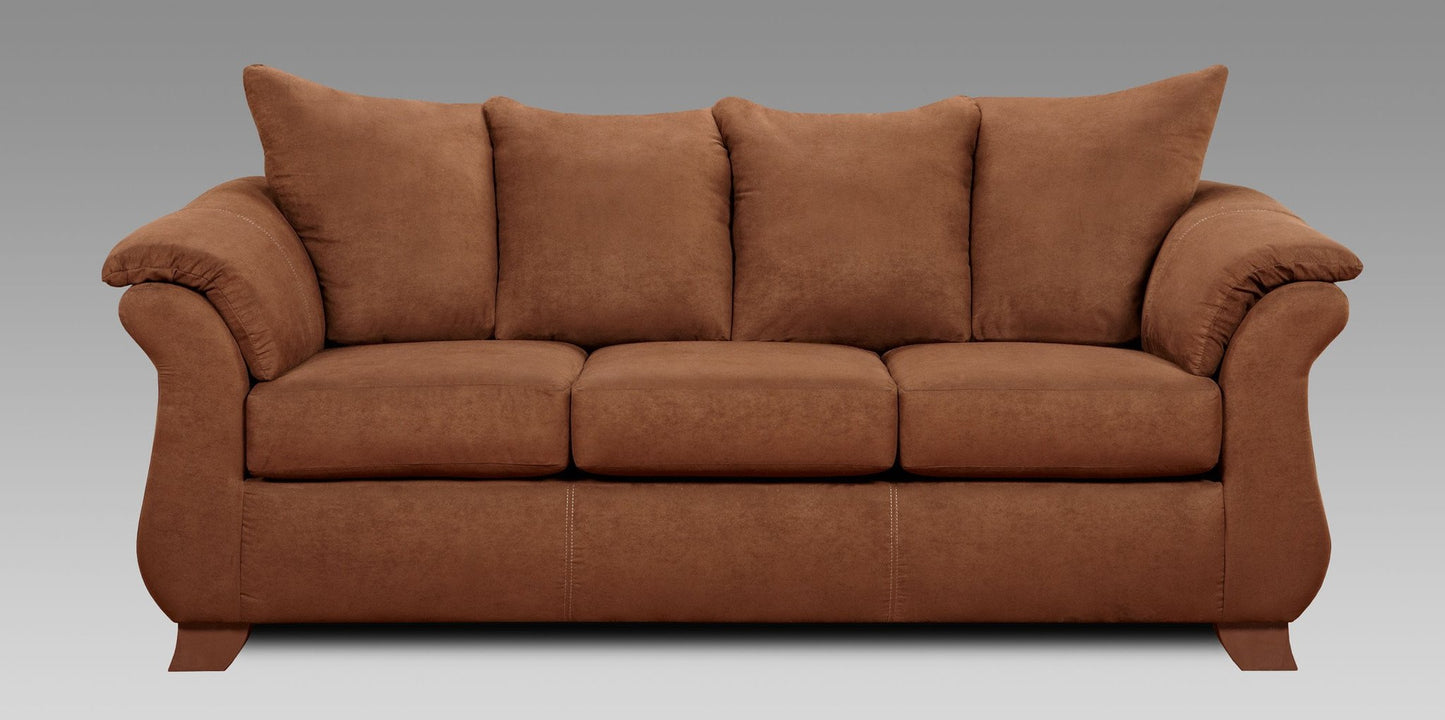 Sensations Chocolate Microfiber Pillow Back Sofa Made In USA