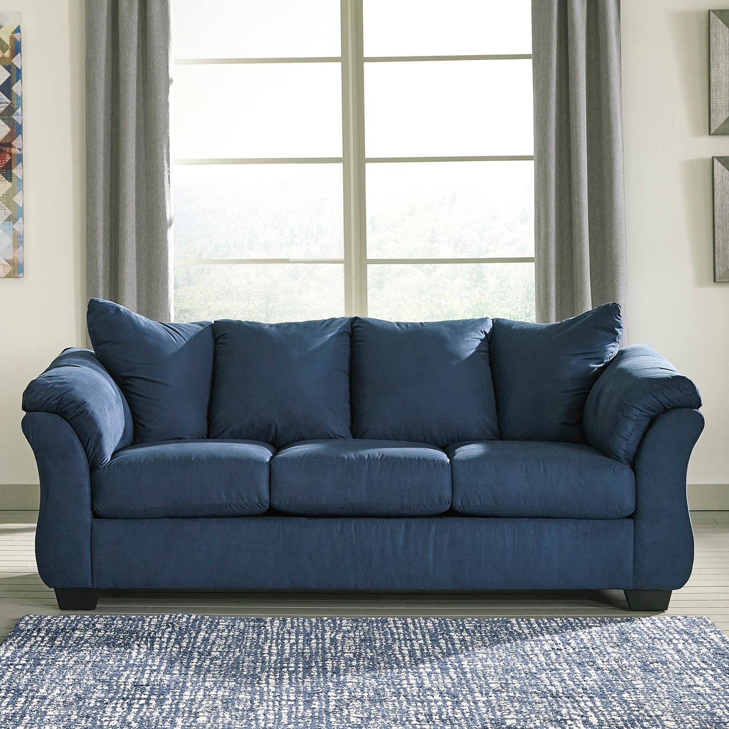 Aruca Sensations Navy Blue Microfiber Pillow Back Sofa