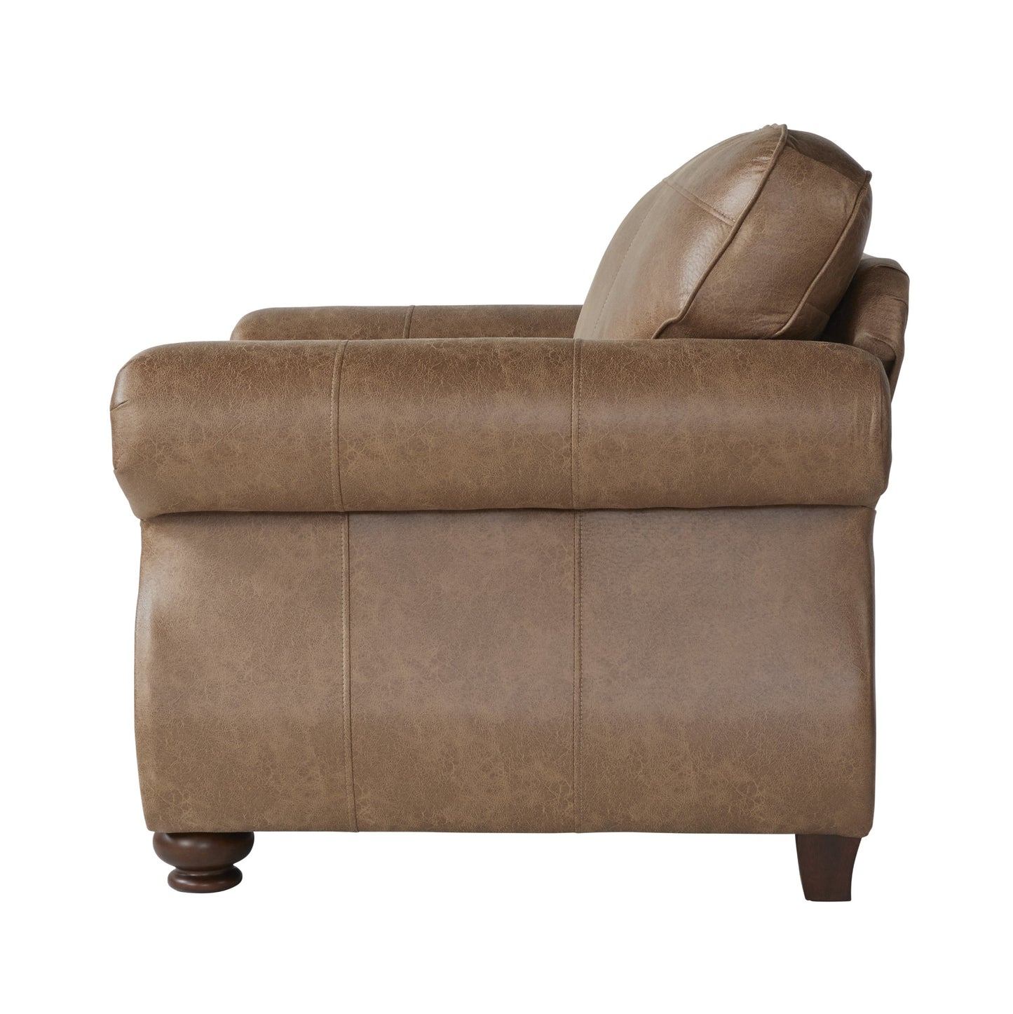 Leinster Faux Leather Armchair with Antique Bronze Nailheads in Jetson Ginger