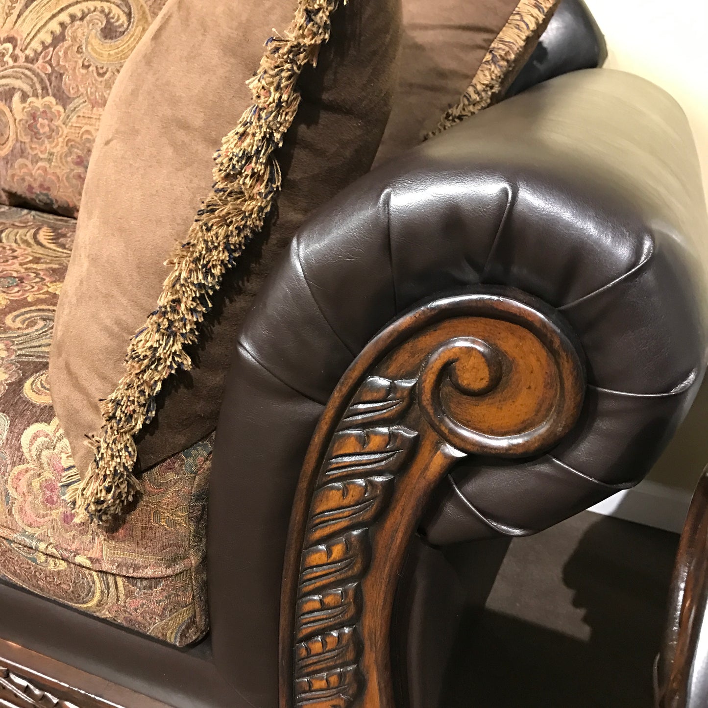 San Marino 2-Tone Chocolate Microfiber Chaise Made in USA