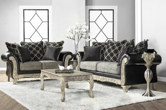 San Marino 2-Tone Fabric Wooden Frame Living Room Collection, Ebony