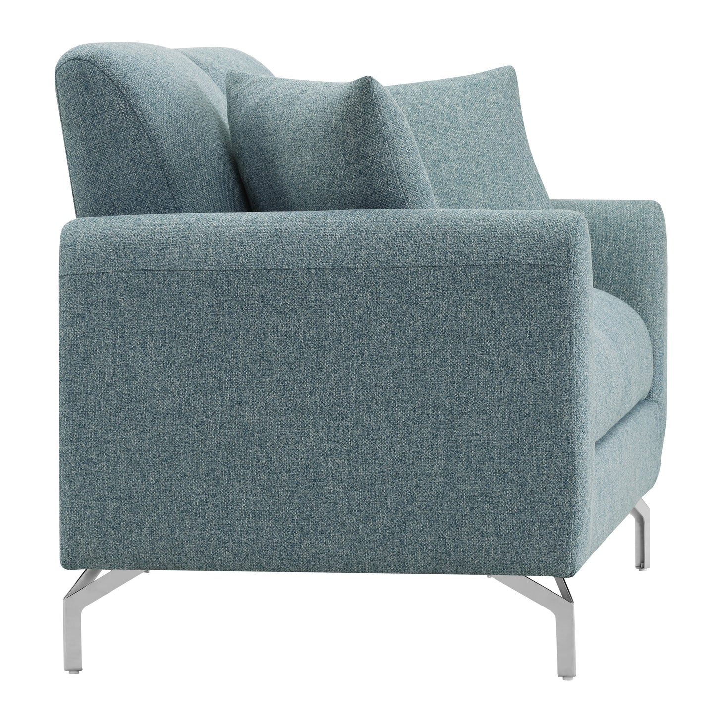 Noreen Contemporary Blue Fabric Rounded Arm Loveseat