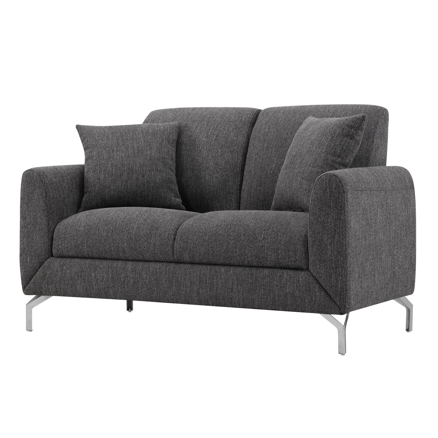 Noreen Contemporary Gray Fabric Rounded Arm Loveseat