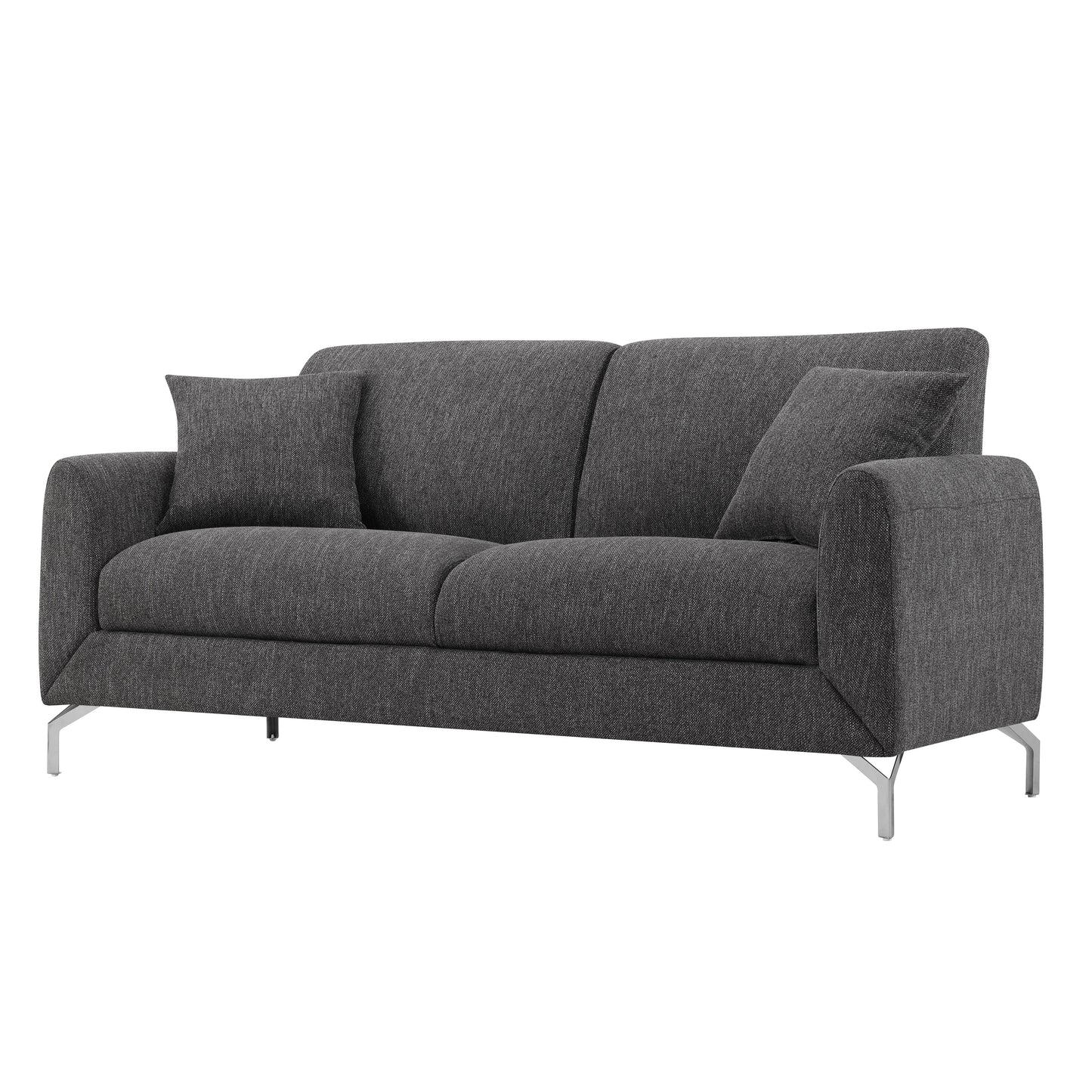 Noreen Contemporary Gray Fabric Rounded Arm Sofa