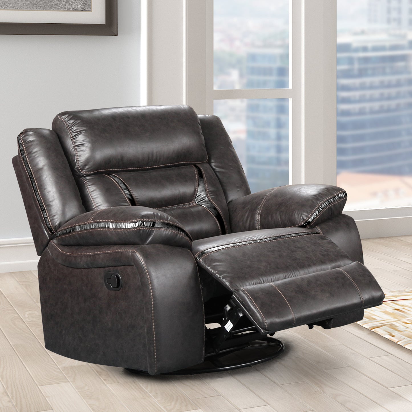 Elkton Manual Motion Recliner, Dark Chestnut