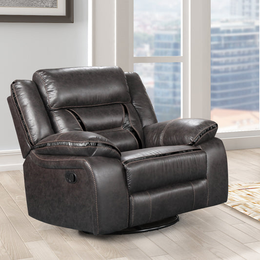 Elkton Manual Motion Recliner with Storage Console, Dark Chestnut