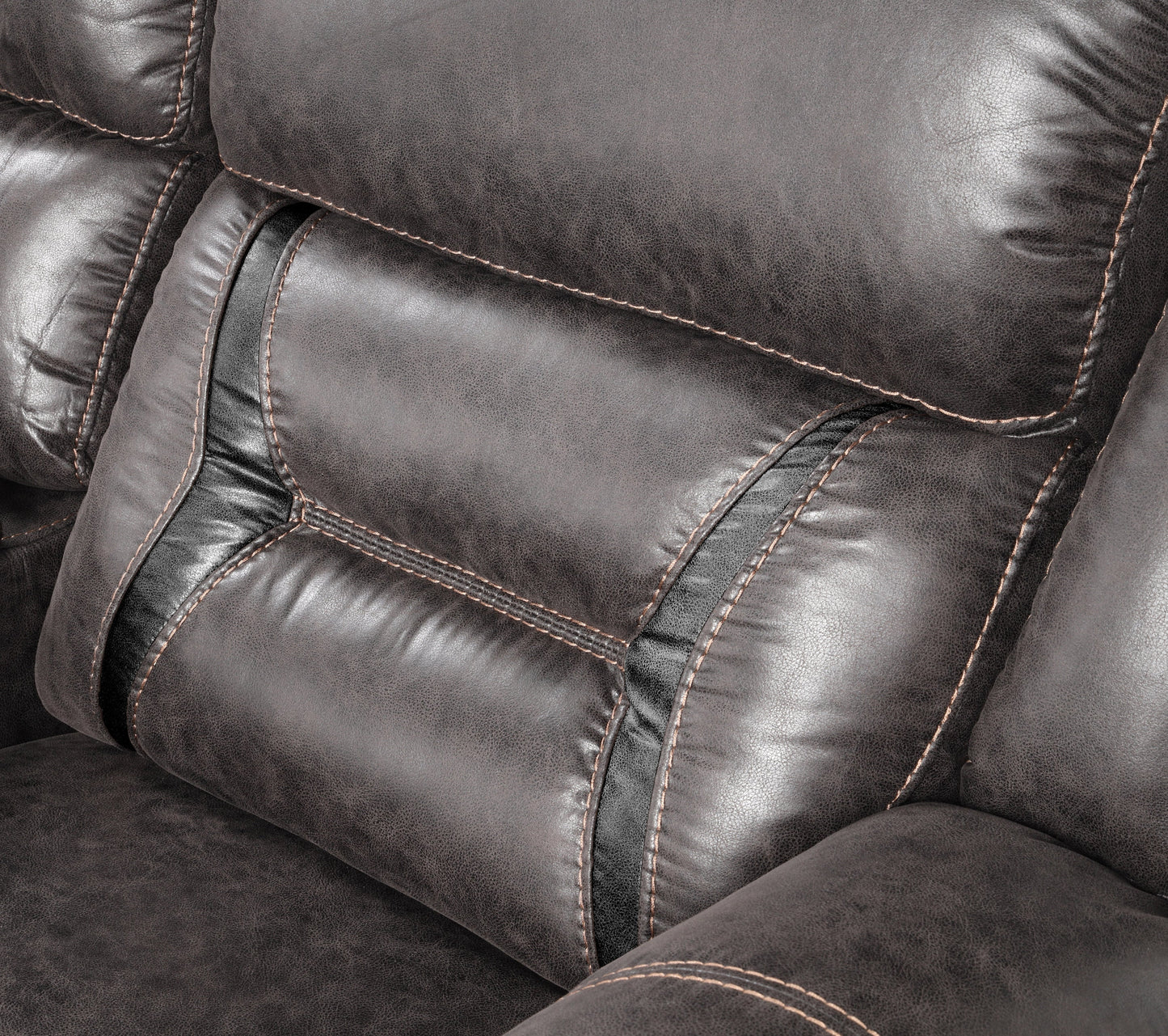 Elkton Manual Motion Reclining Sofa with Storage Console, Dark Chestnut