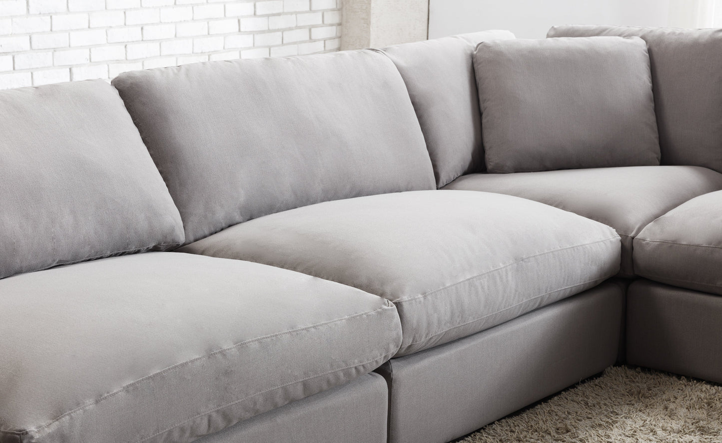Rivas Contemporary Feather Fill 6-Piece Modular Sectional Sofa, Graphite
