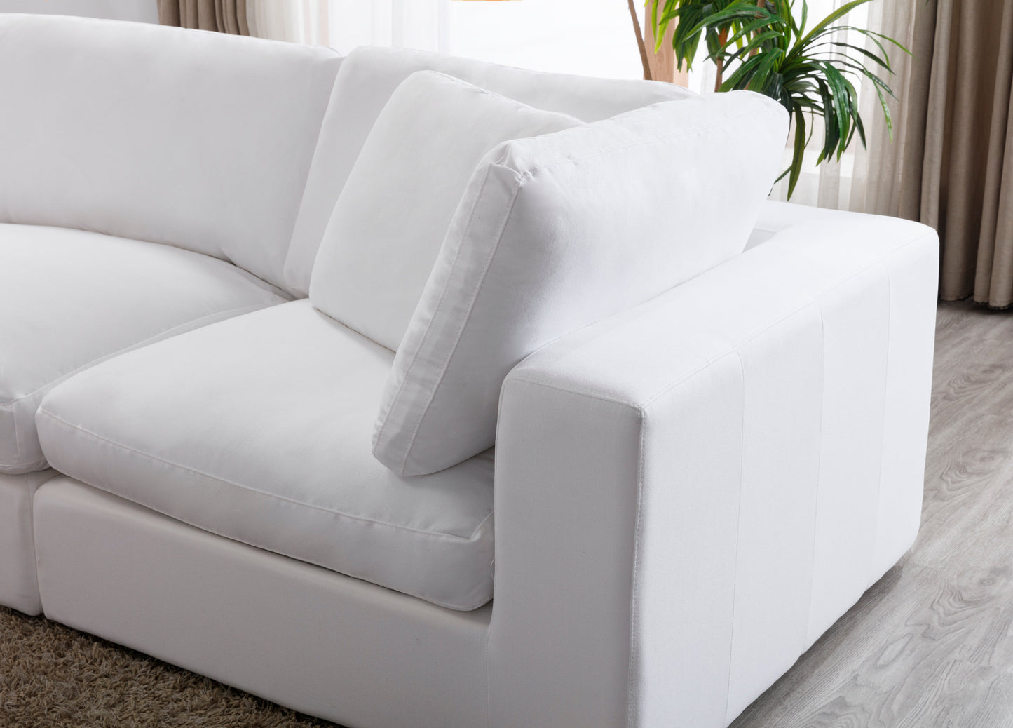 Rivas Contemporary Feather Fill 6-Piece Modular Sectional Sofa, White