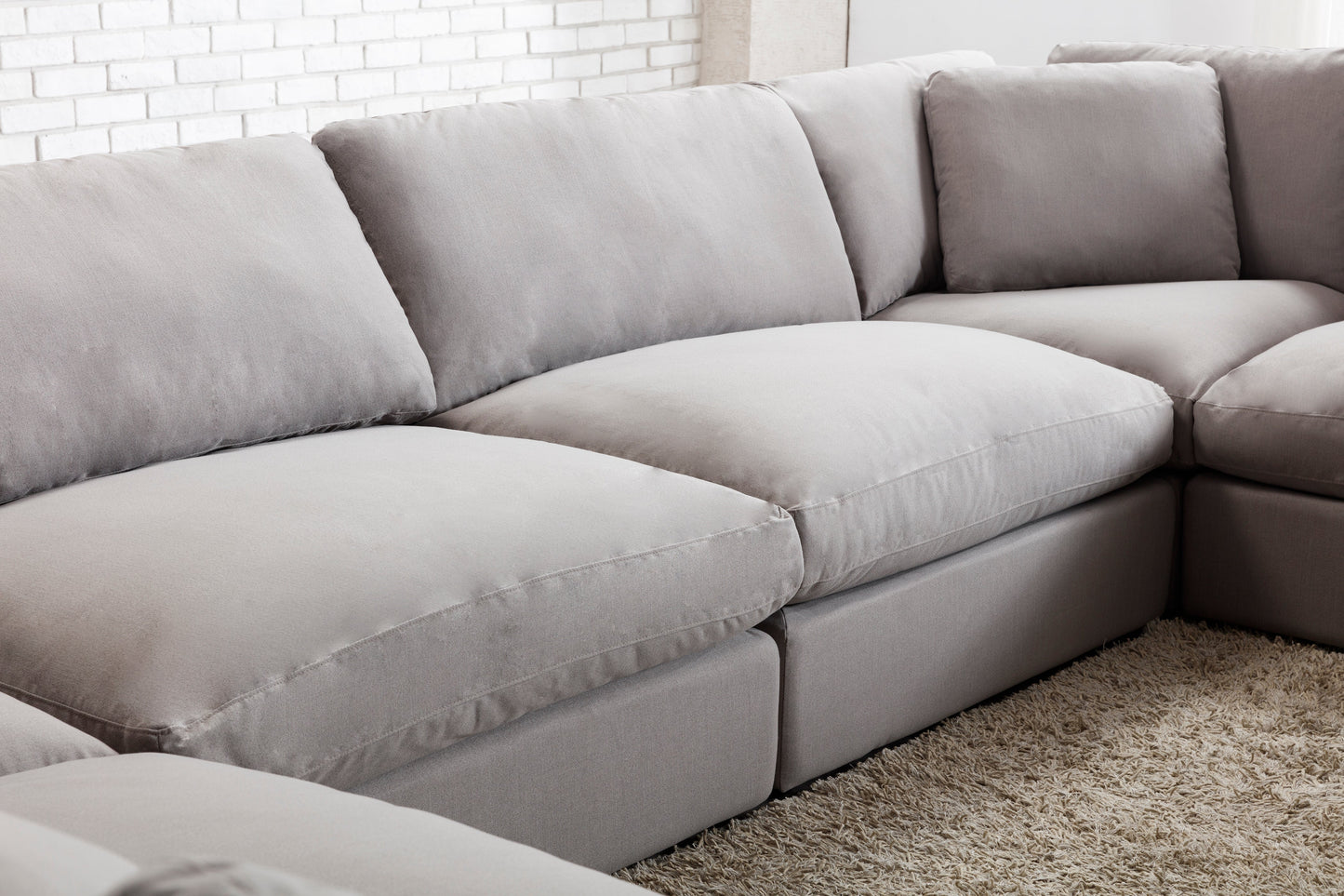 Rivas Contemporary Feather Fill 8-Piece Modular Sectional Sofa, Graphite