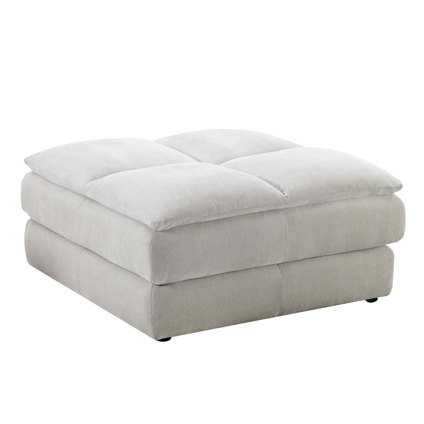 Breton Contemporary Fabric Tufted Sofa with Ottoman, Oyster