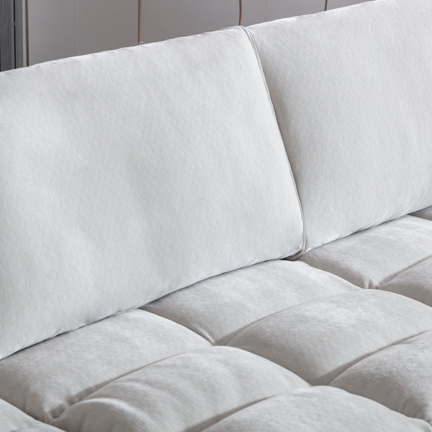 Breton Contemporary Fabric Tufted Sofa, Oyster