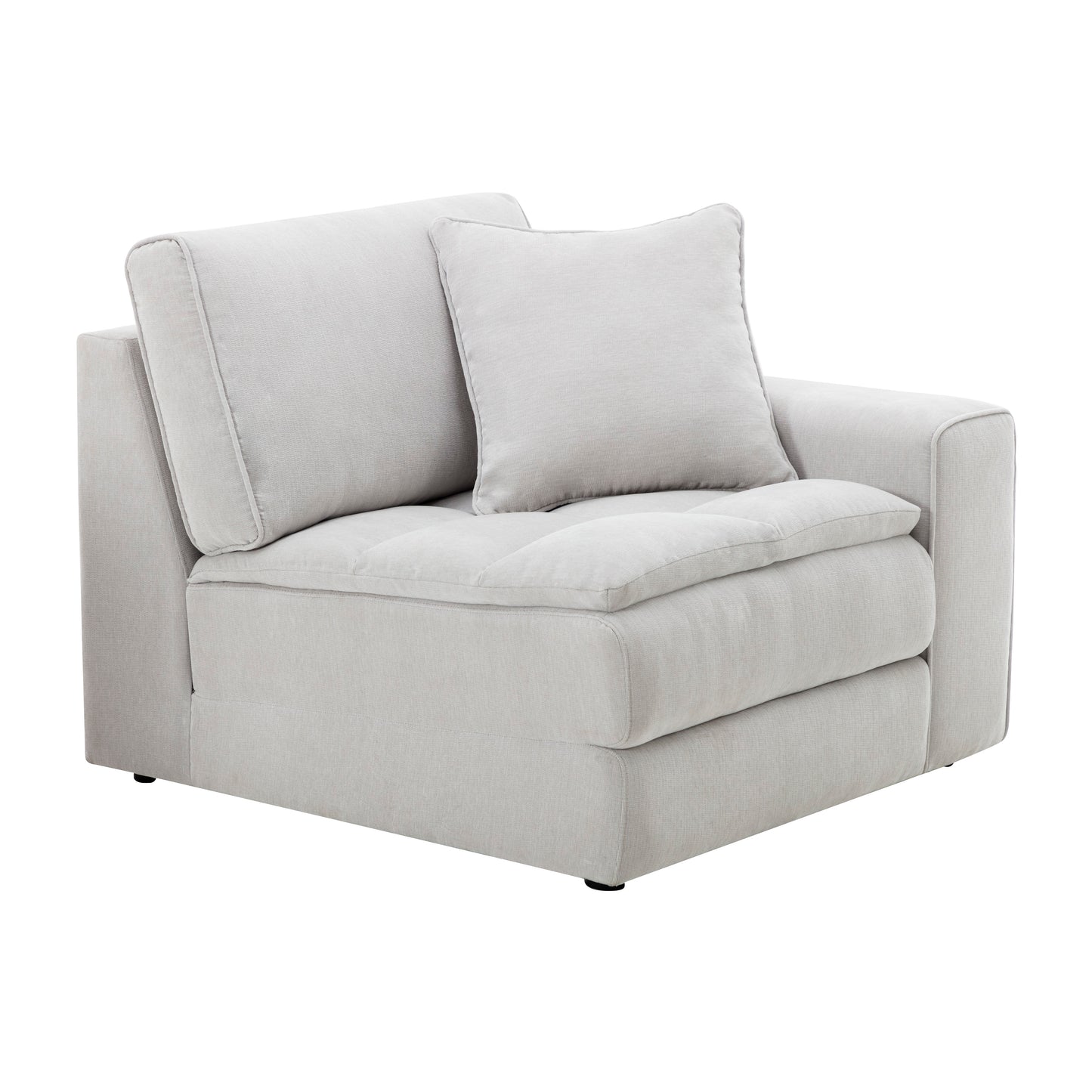 Breton Contemporary Fabric Tufted Sofa with Ottoman, Oyster