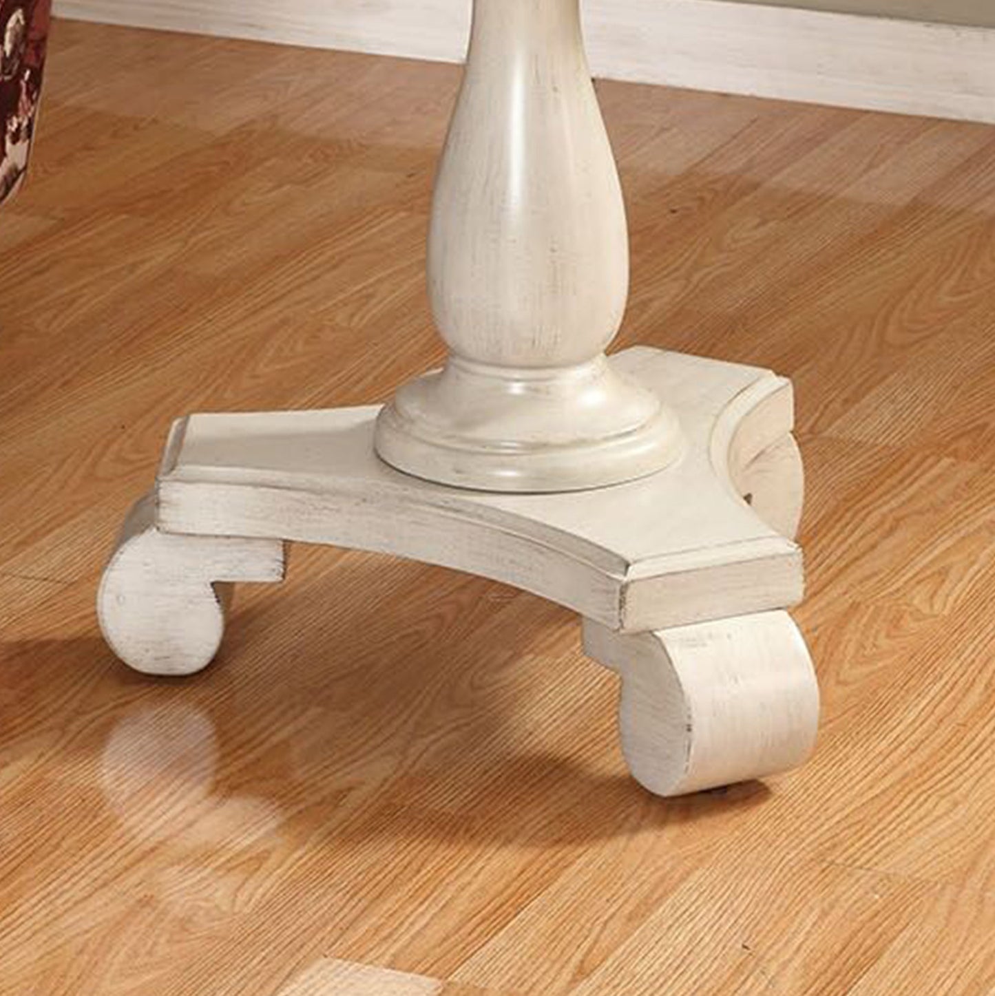 Rene White Round Wood Pedestal Side Table