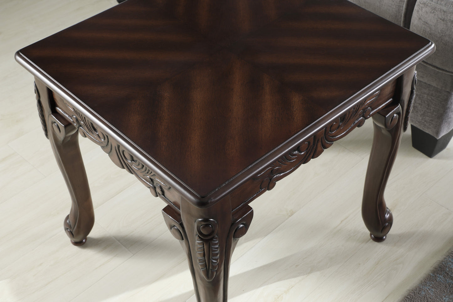 3Pc Dark Cherry Finish Coffee & End Table Set