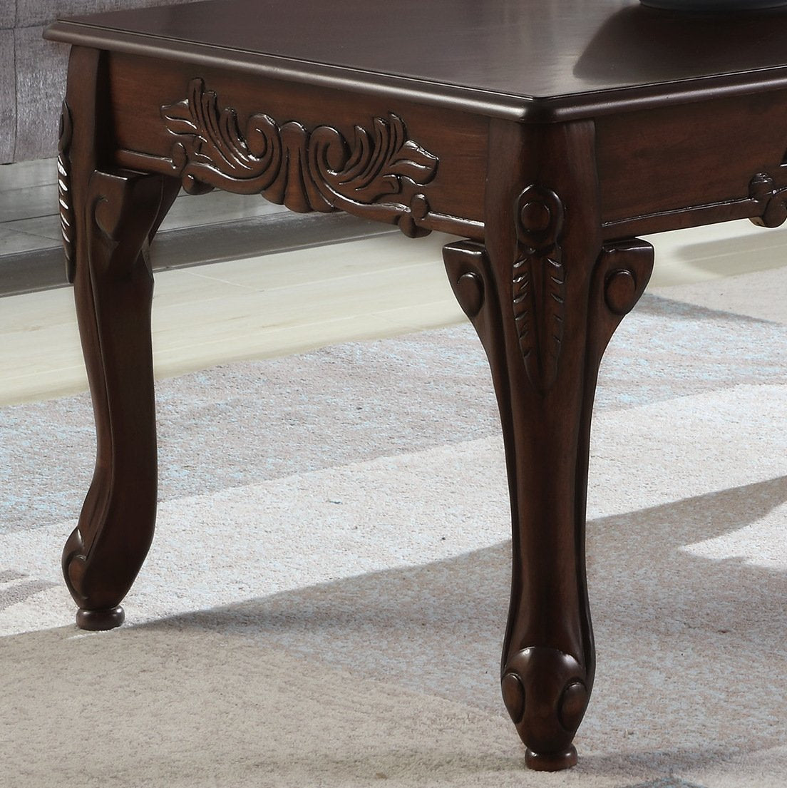3Pc Dark Cherry Finish Coffee & End Table Set