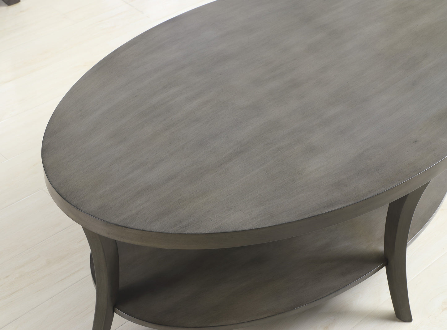 Perth Contemporary Oval Shelf Coffee Table Set, Gray