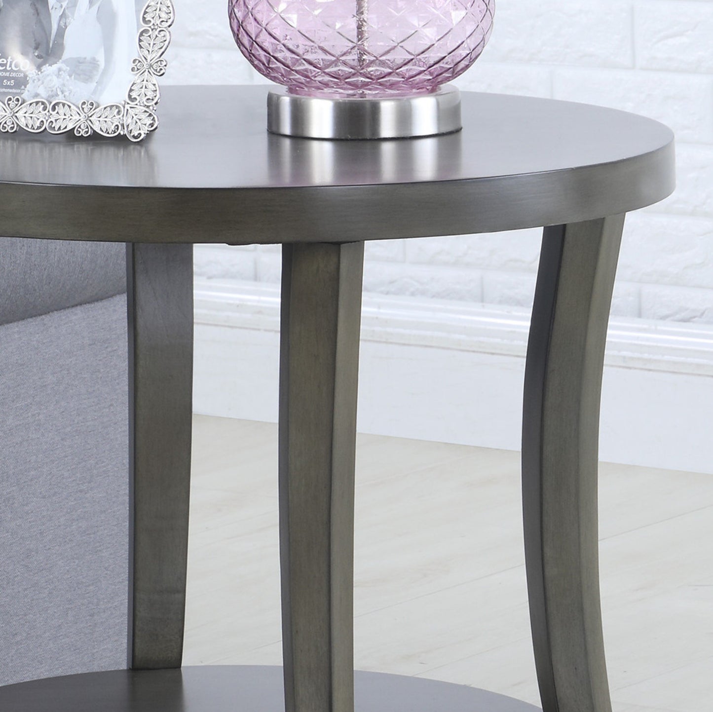 Perth Contemporary Oval Shelf Coffee Table Set, Gray