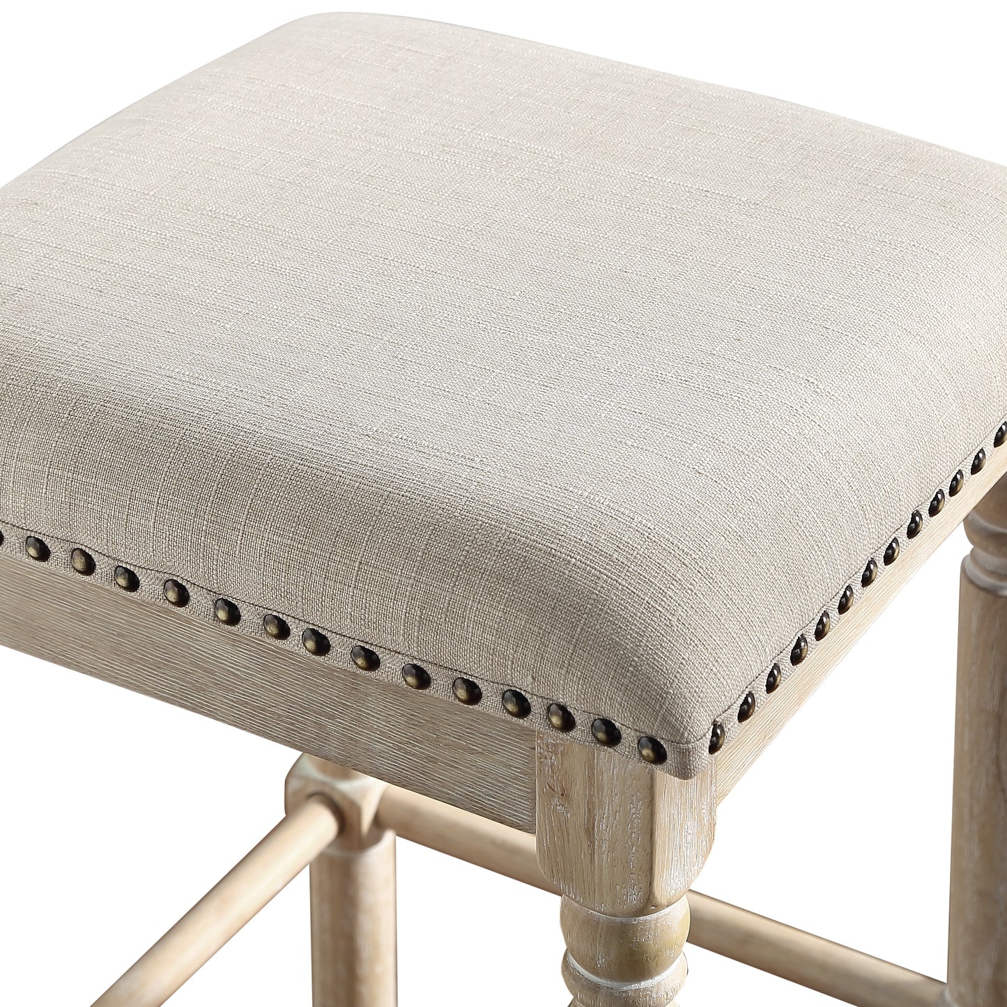 Arnhem Wood Tan Upholstered Bar Stools, Set of 2