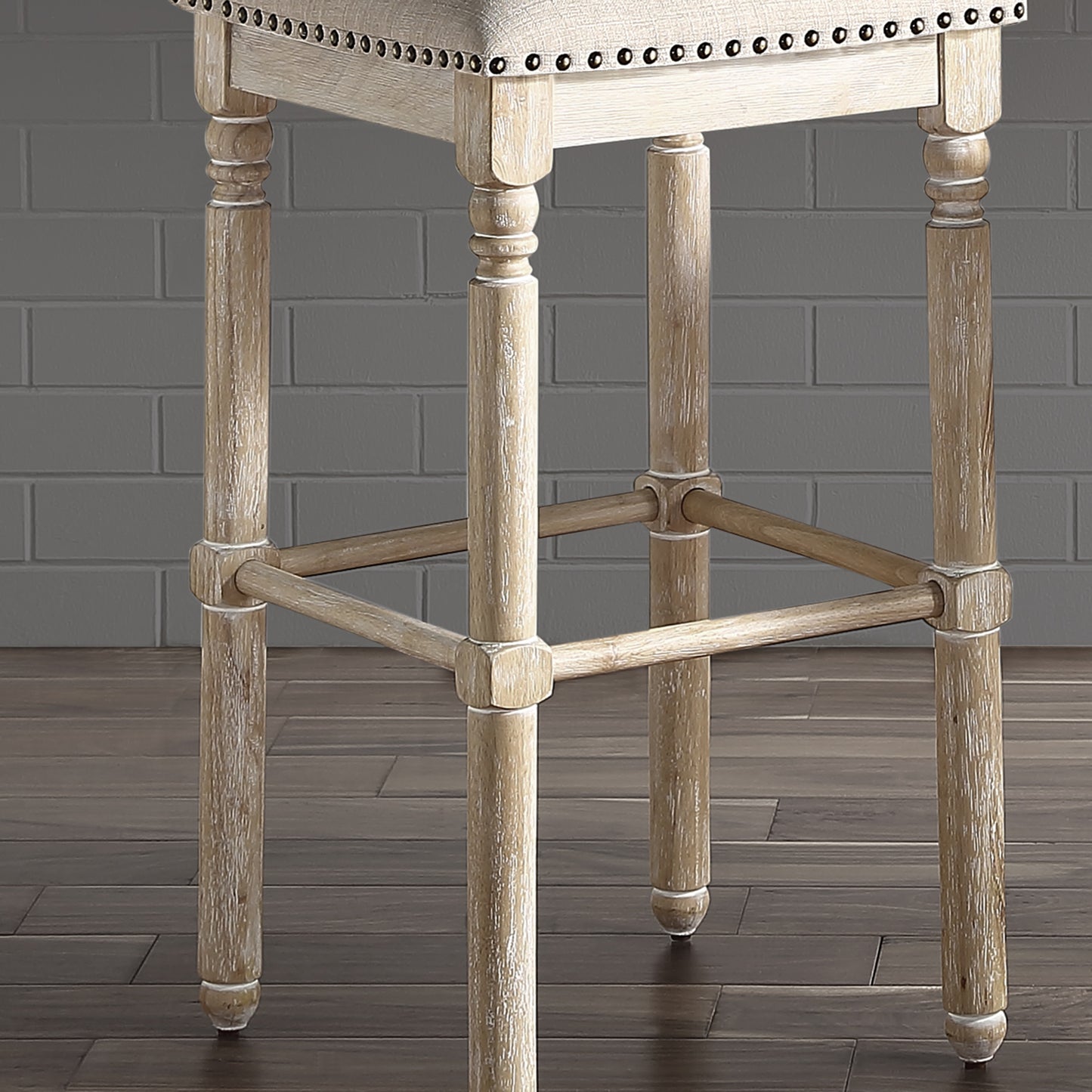 Arnhem Wood Tan Upholstered Bar Stools, Set of 2