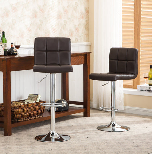 Swivel Elegant PU Leather Modern Adjustable Hydraulic Barstools, Brown