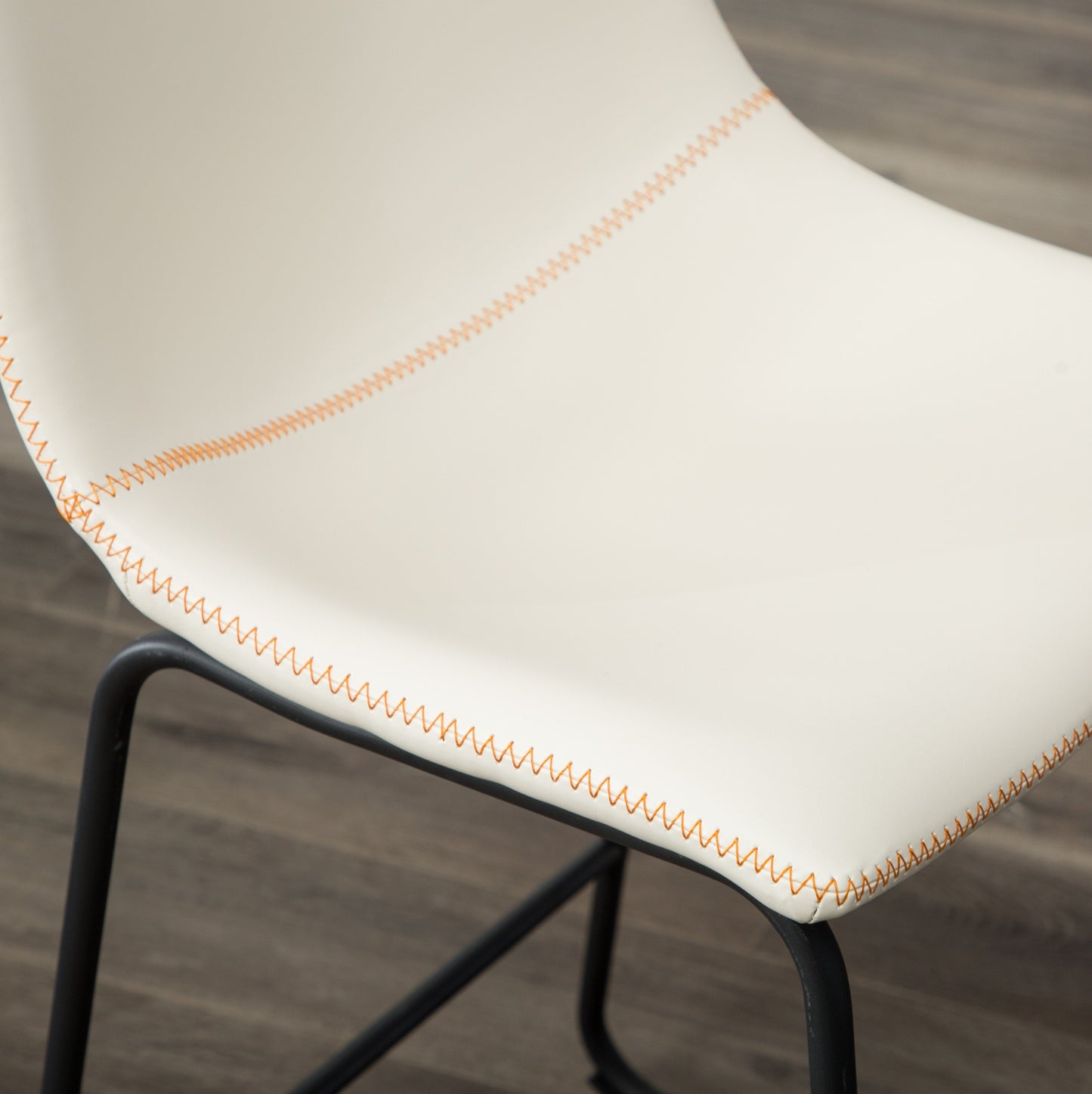 Lotusville Vintage PU Leather Bar Stools, White, Set of 2