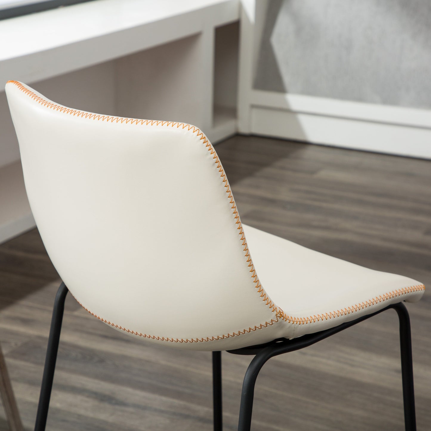Lotusville Vintage PU Leather Bar Stools, White, Set of 2