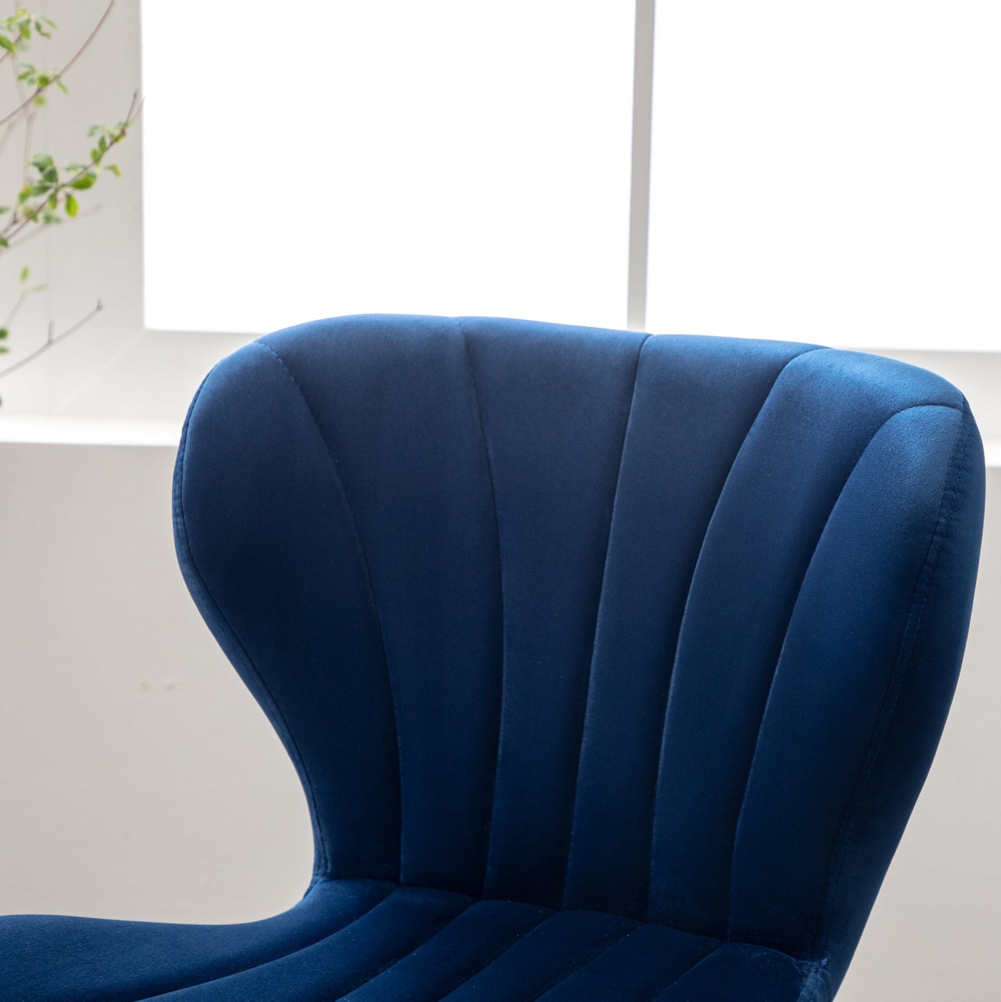 Ellston Upholstered Adjustable Swivel Barstools in Blue, Set of 2