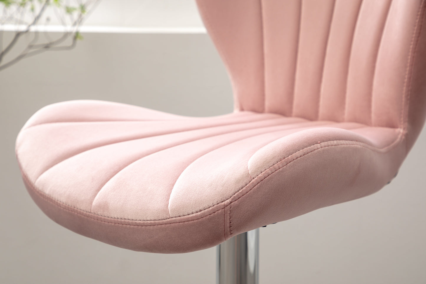 Ellston Upholstered Adjustable Swivel Barstools in Pink, Set of 2
