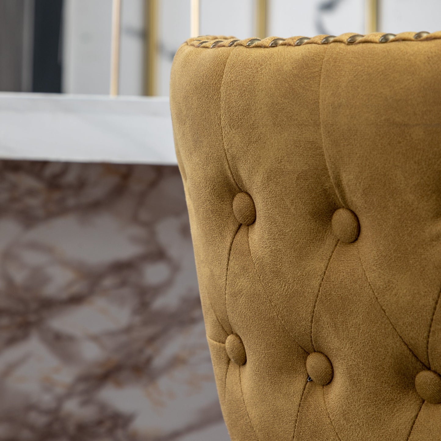 Roundhill Furniture Nevis Mid-century Modern Faux Leather Tufted Nailhead Trim Counter Stools, Set of 2