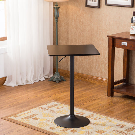 Belham Black Square Adjustable Metal Base Bar Table