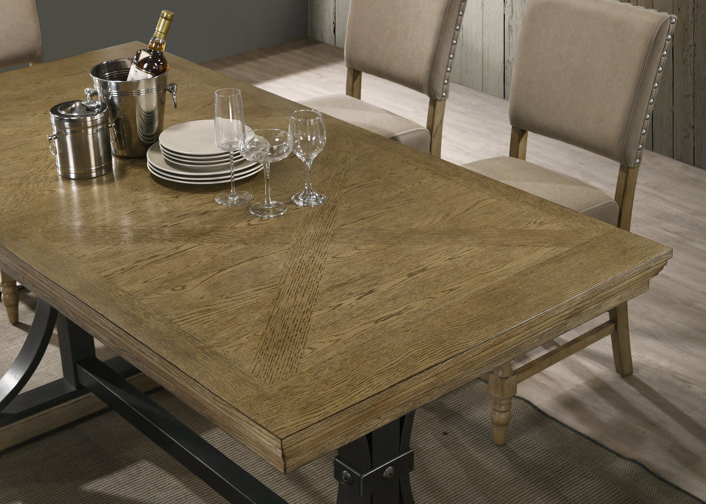 Birmingham 7-piece Counter Height Dining Set, Driftwood Finish Trestle Table with 6 Chairs