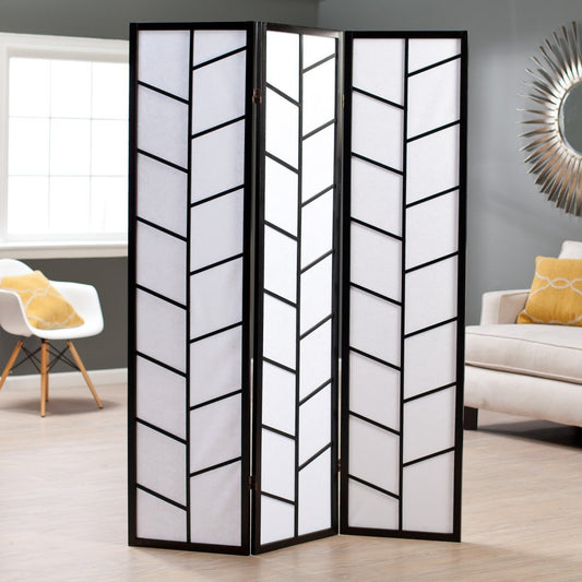 Climbing 3-Panel Screen Room Divider - Black