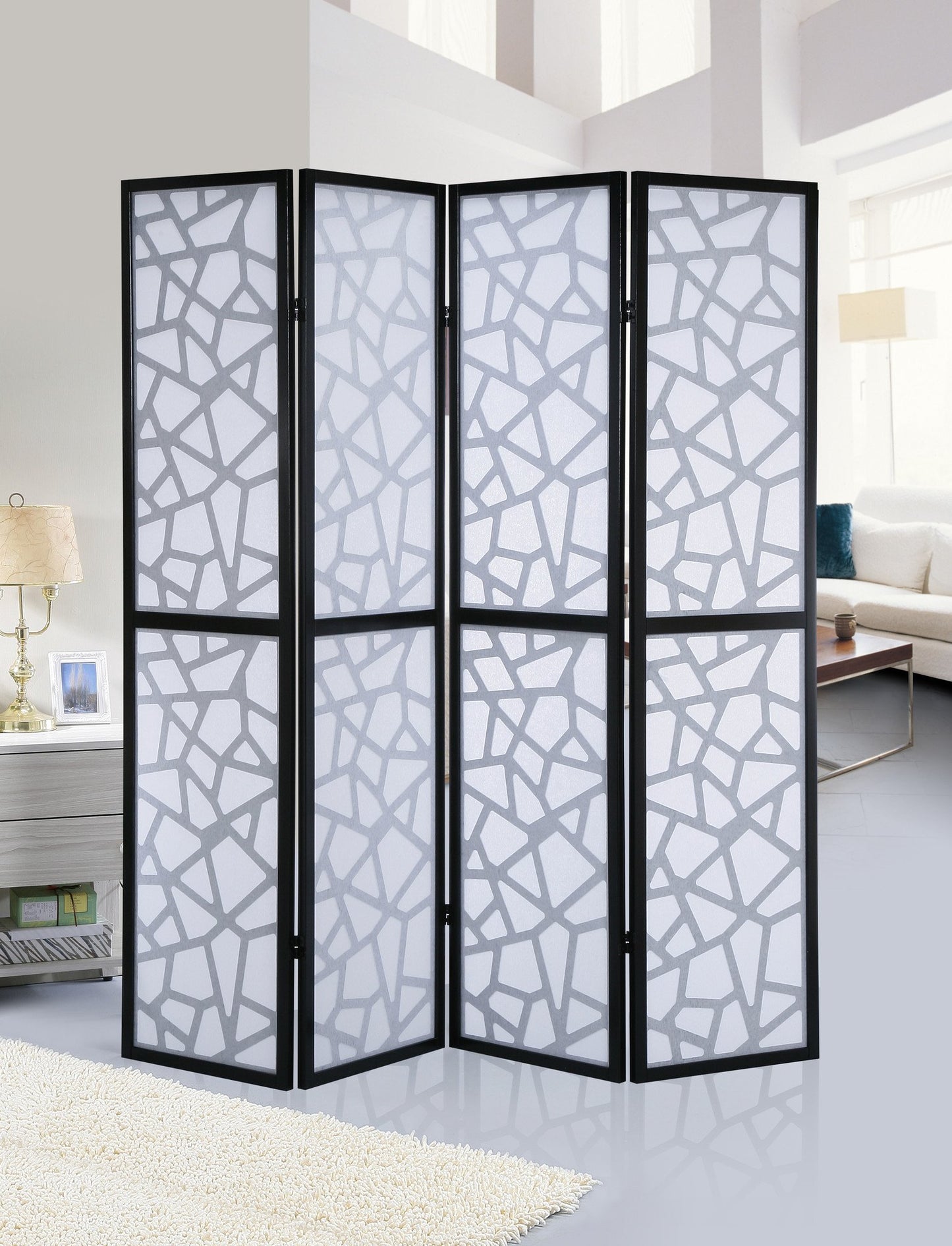 Giyano Black 4 Panel Screen Room Divider