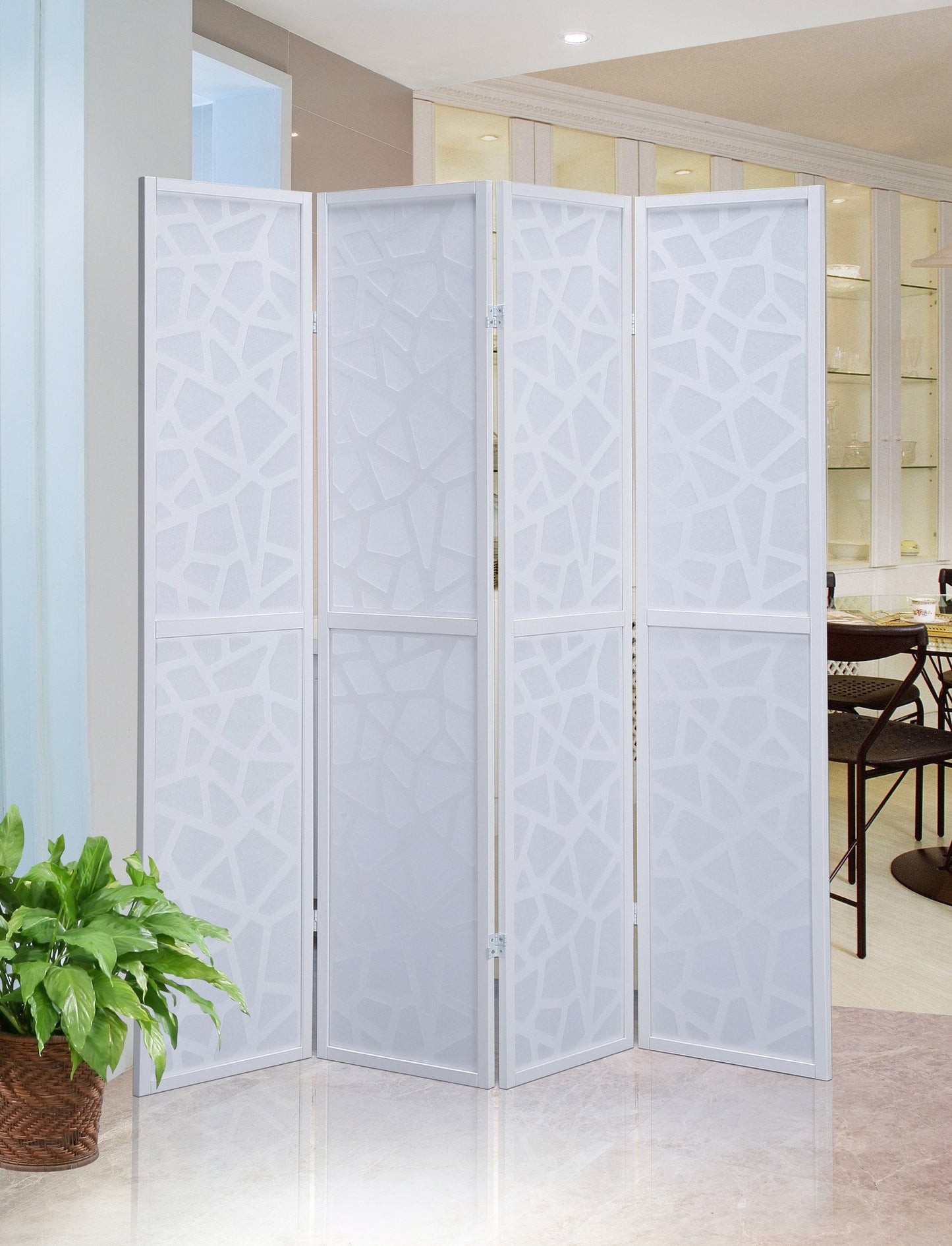 Giyano White 4 Panel Screen Room Divider