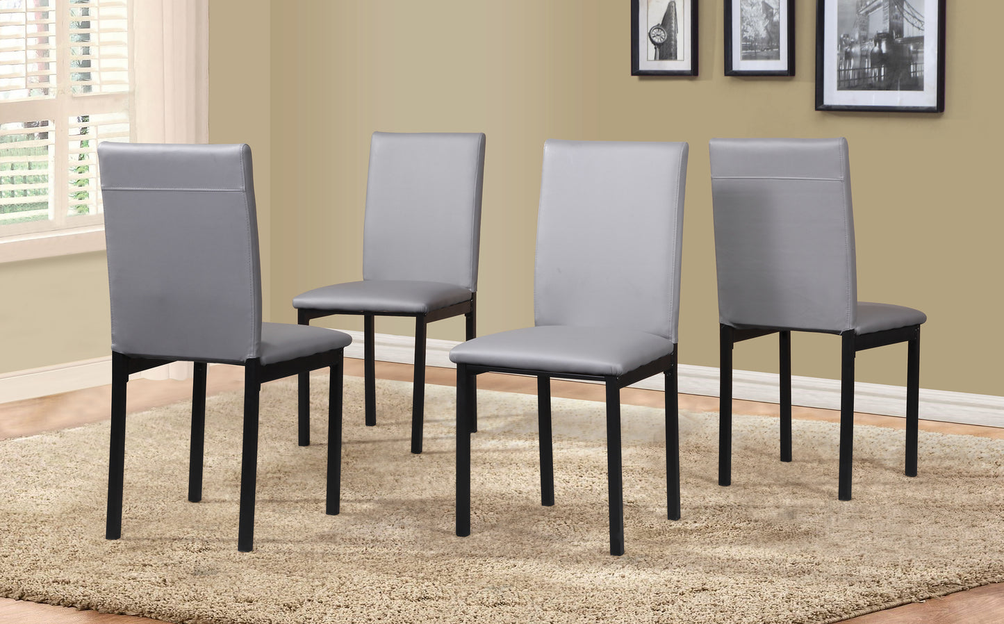Citico 5-Piece Metal Dinette Set with Laminated Off-white Faux Marble Top, 4 Gray Chairs
