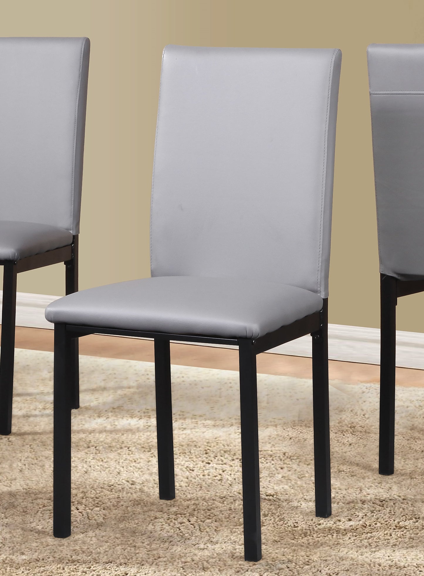 Citico 5-Piece Metal Dinette Set with Laminated Off-white Faux Marble Top, 4 Gray Chairs