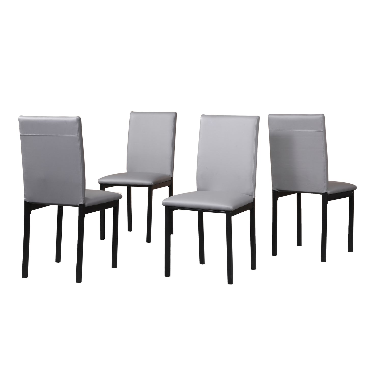 Citico 5-Piece Metal Dinette Set with Laminated Off-white Faux Marble Top, 4 Gray Chairs