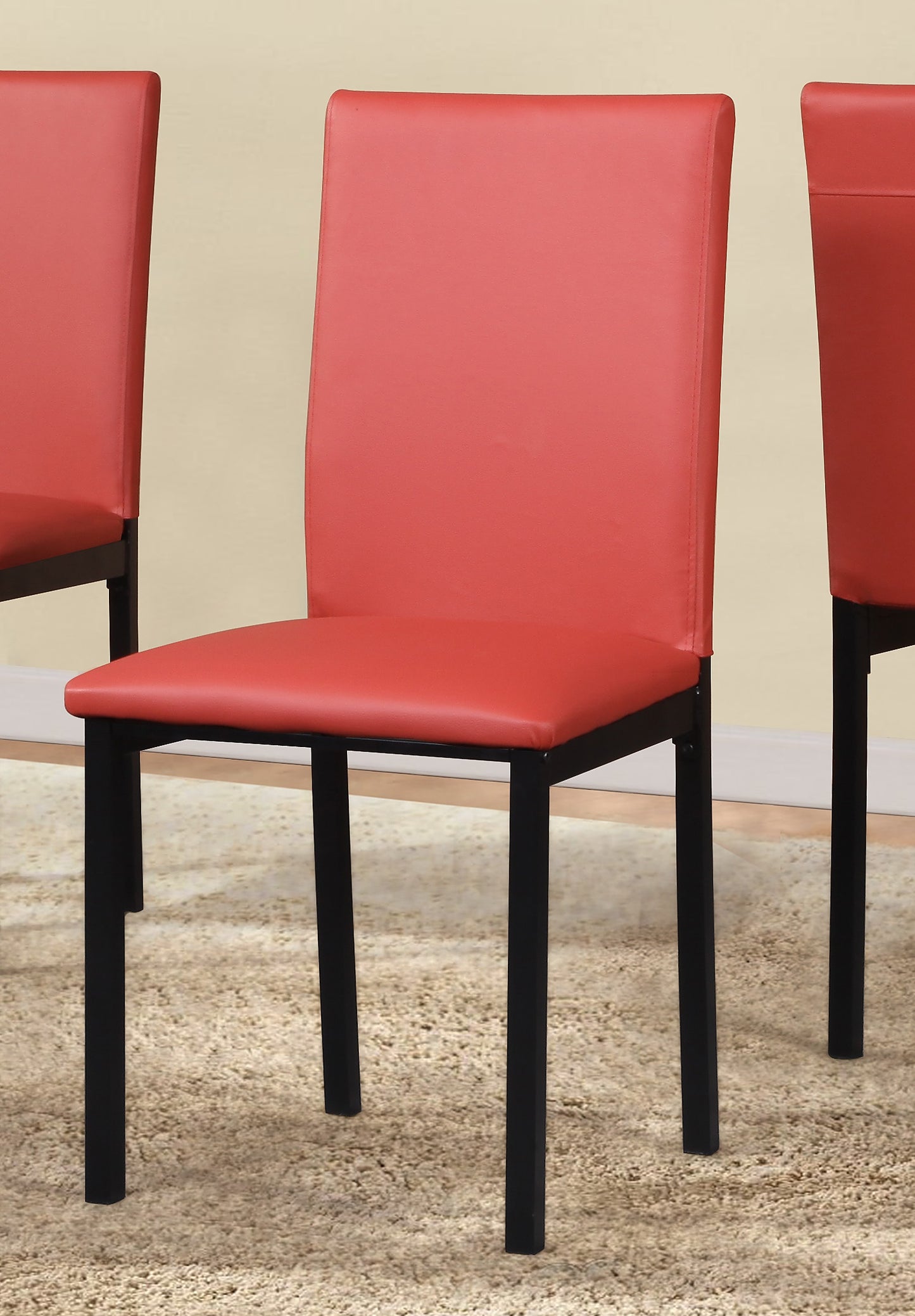 Citico 5-Piece Metal Dinette Set with Laminated Off-white Faux Marble Top, 4 Red Chairs