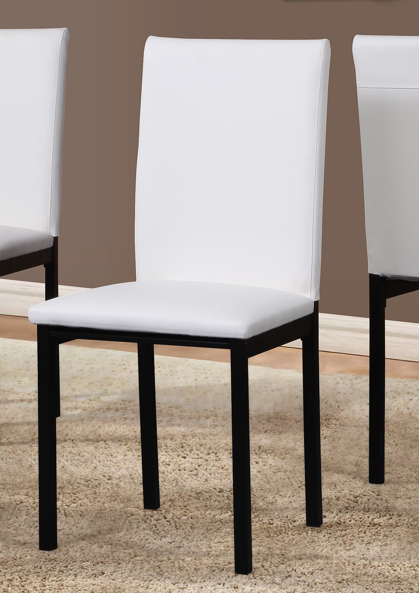 Citico 5-Piece Metal Dinette Set with Laminated Off-white Faux Marble Top, 4 White Chairs