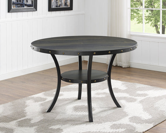 Biony Dining Collection Espresso Wood Nailhead Dining Table