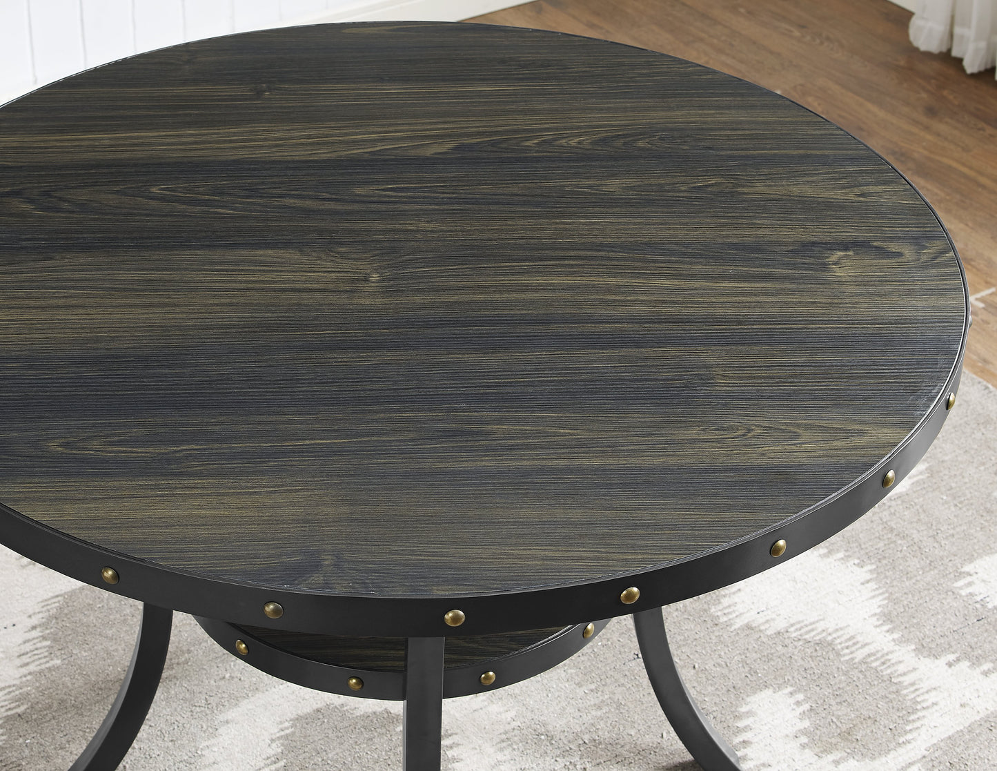 Biony Dining Collection Espresso Wood Nailhead Dining Table