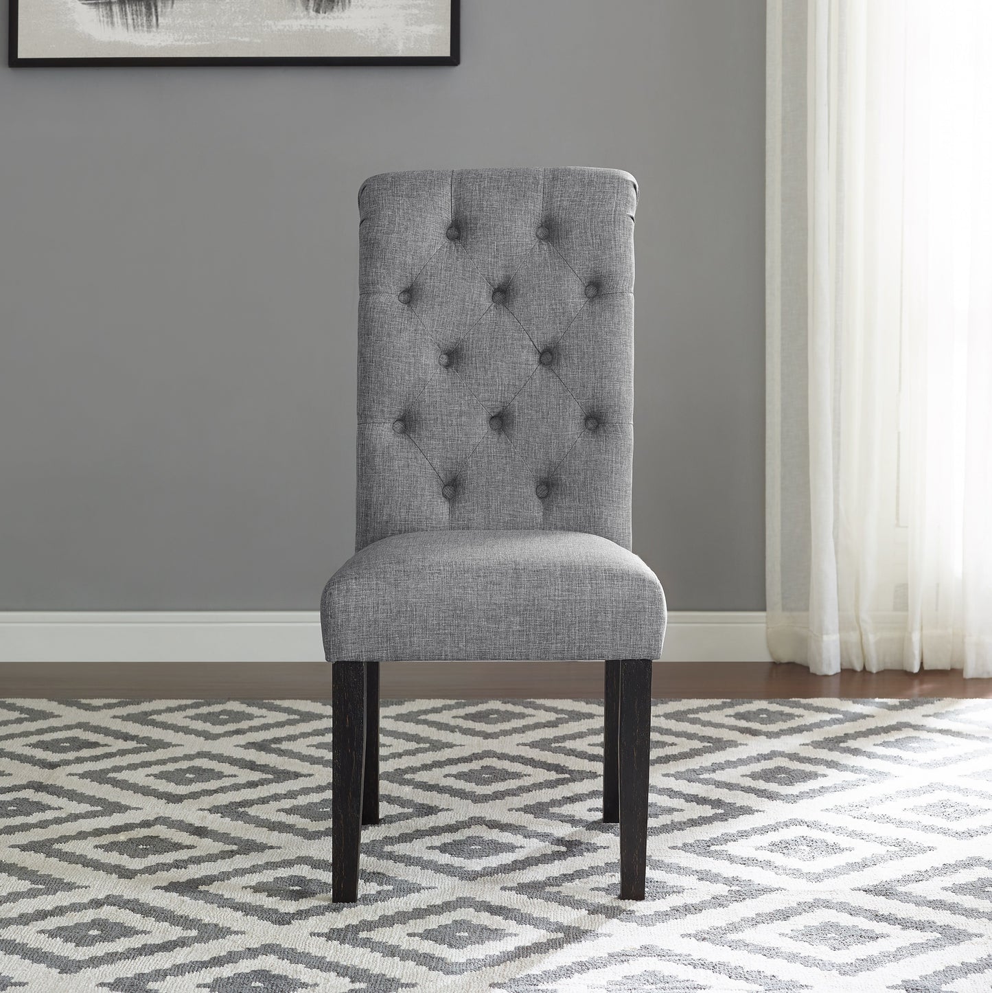 Leviton Urban Style Wood Dark Wash Turned-Leg Dining Set: Table and 6 Chairs, Gray