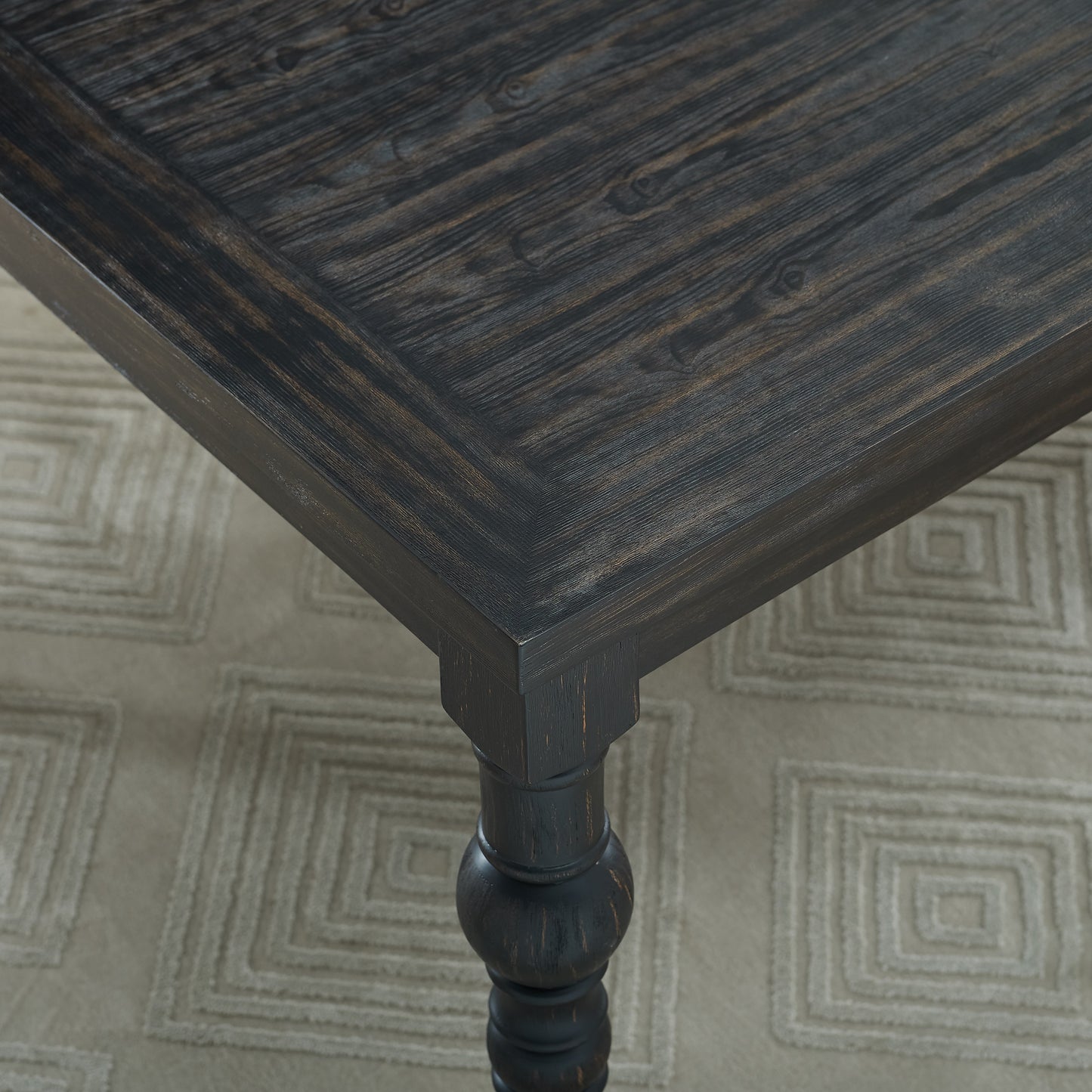 Leviton Urban Style Wood Dark Wash Turned-Leg Dining Set: Table and 4 Chairs, Gray