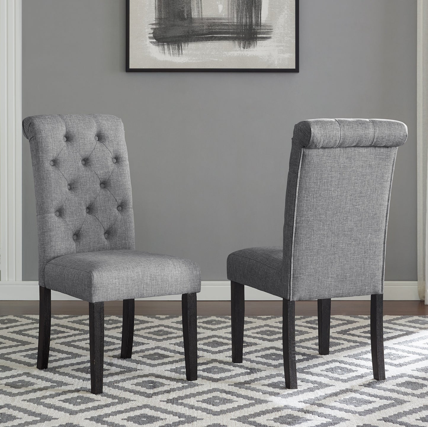 Leviton Urban Style Wood Dark Wash Turned-Leg Dining Set: Table and 4 Chairs, Gray
