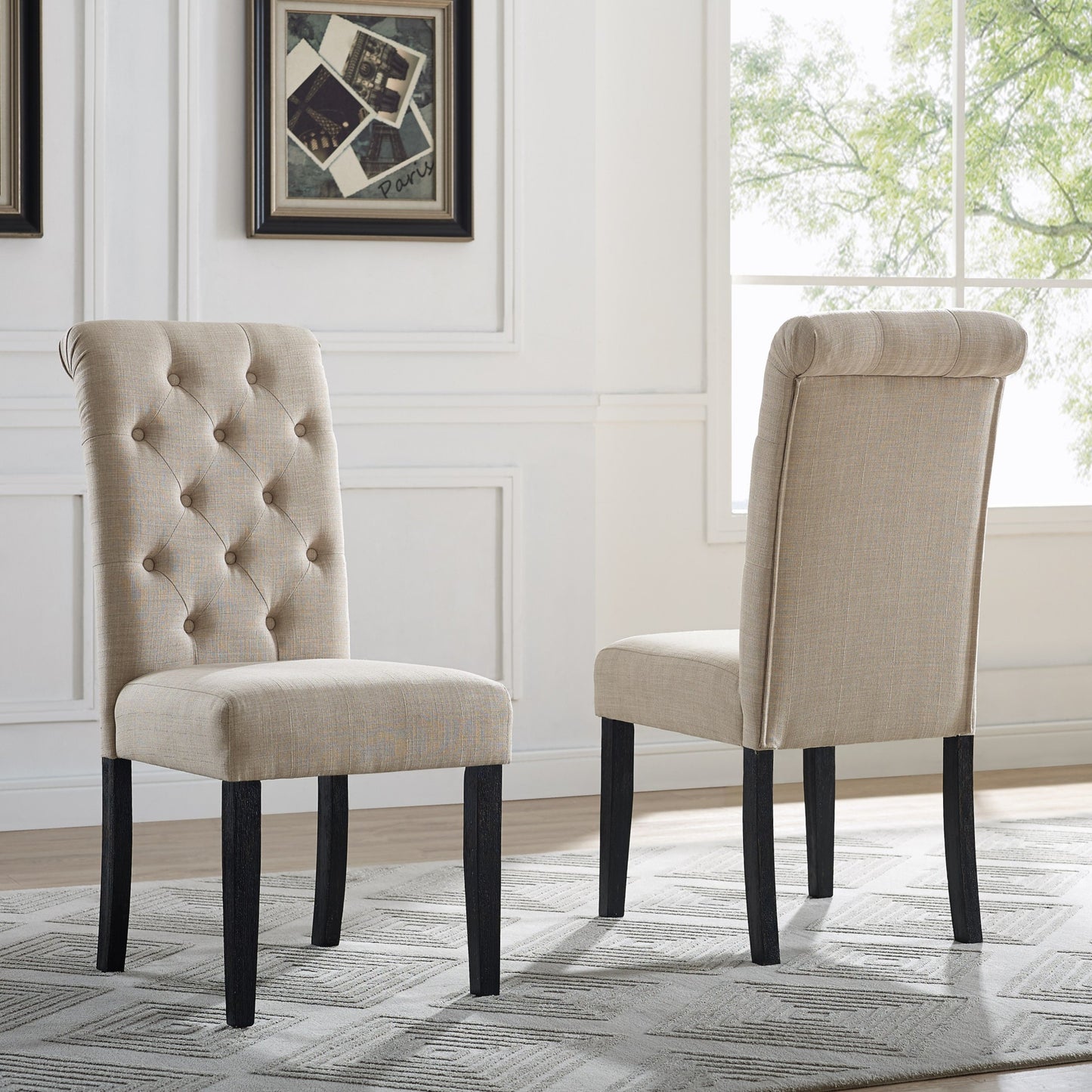 Leviton Urban Style Dark Wash Wood Dining Set: Table, 4 Chairs and Bench, Tan